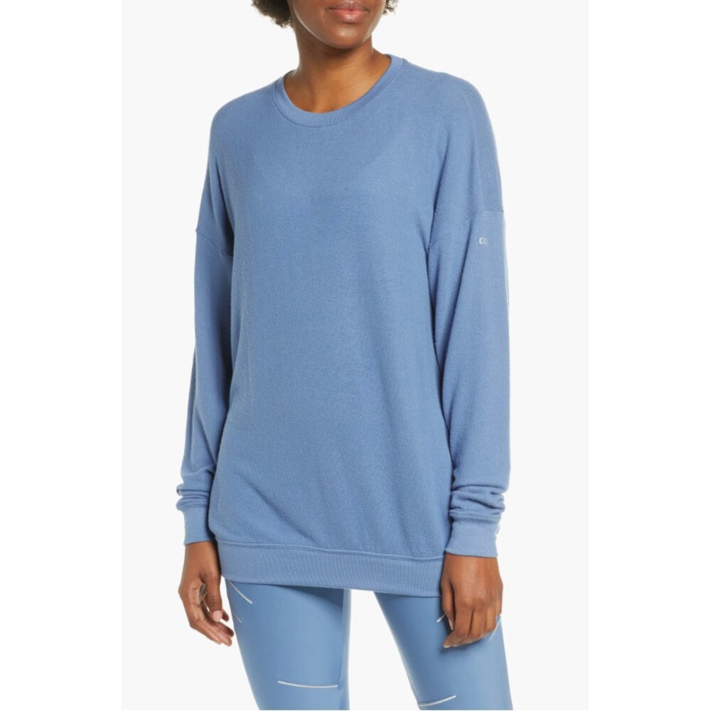 Alo Yoga Soho Pullover in Blue Size Medium